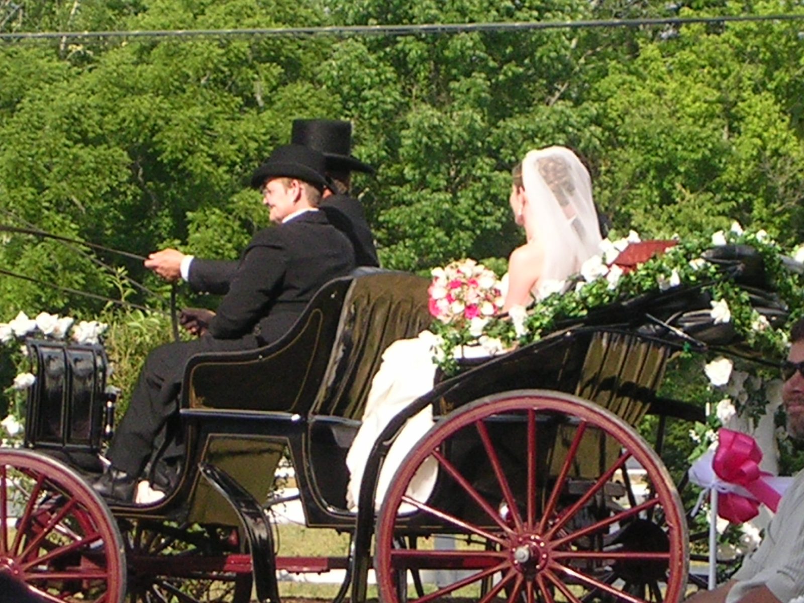 Riding away on the carriage.